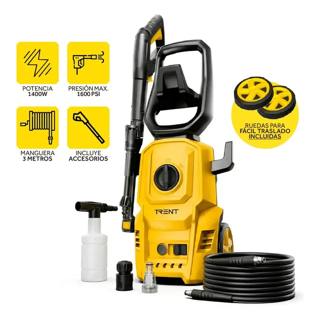 Hidrolavadora Eléctrica TRENT HLT307 de 1400 W, 1600 PSI