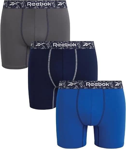 Reebok Bóxers Elásticos para Hombre de 6 Pulgadas, Paquete de 3 Talla S